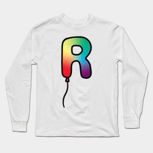 Initial Monogram Balloon Letter R Long Sleeve T-Shirt